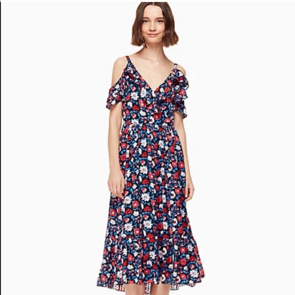 Kate spade silk floral midi dress